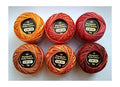 WonderFil Eleganza Size 8 Perle Cotton Embroidery Thread Autumn Leaves Sampler Set - 6 Colors, 42 Yards Each, Orange