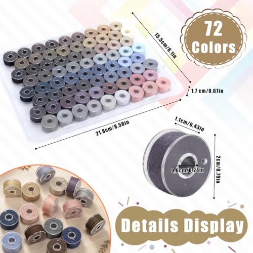 72 Pcs Pre-Wound Bobbins Sewing Thread 72 Colors (Morandi) - color: Morandi