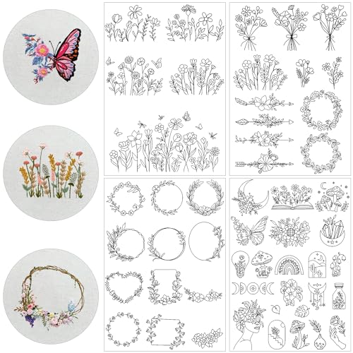Water Soluble Embroidery Patterns, Stick and Stitch Paper for Sewing - style: boho 1306