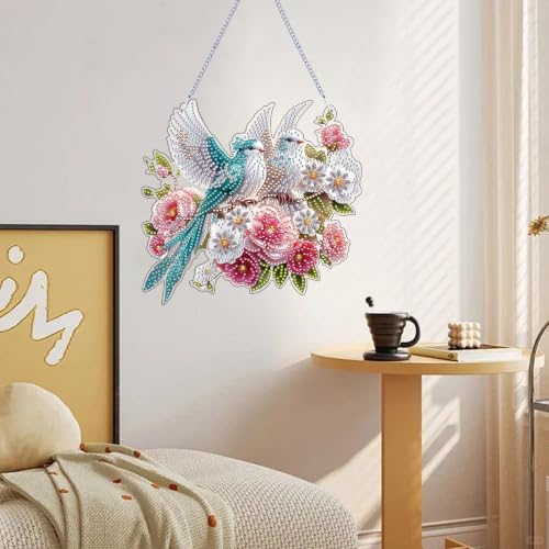 STGLCR Bird Diamond Art Painting Kit, Hanging Double Sided Diamond Art Suncatchers Window Pendants,Diamond Painting Crafts Gift, DIY Special Shaped Gem Wall Ornament for Adults(Bird) - color: Bird