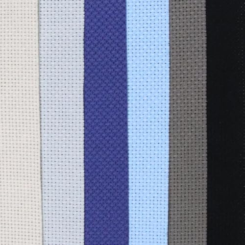 KCS 6 pc of 15" x 18" (38cmx45cm) Counted Cotton Aida Cloth Cross Stitch Fabric Rolled Box (16CT-B) - color: 16ct-b