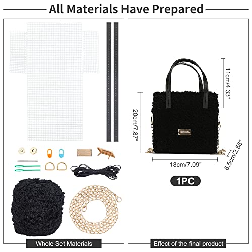 WADORN DIY Knitting Crochet Bags Kit, Hand-Knit Woven Bag Making Tool, Cross Stitch Mesh Plastic Canvas Sheets Set, Crafting Material, Black - color: Black