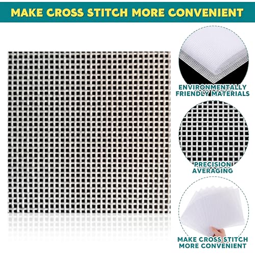Chicplaid 8 Pcs 18 Mesh Needlepoint Canvas 14" x 20'' White Blank - size: 14" X 20", style: 18 Mesh