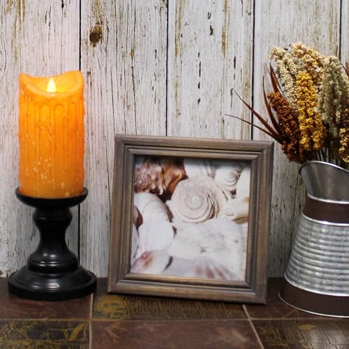 CVHOMEDECO. 6x6 Picture Frame Made of Solid Wood High Definition Glass Rustic Antique Designs Small Photo Frame for Tabletop Display and Wall Mounting, Distress Brown - color: Distress Brown B, size: 6" X 6"