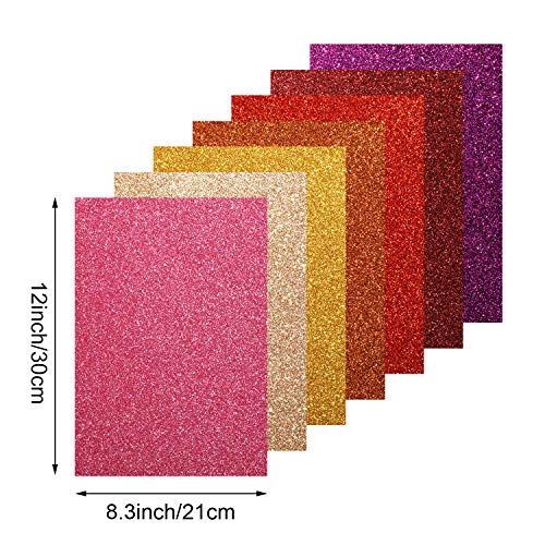 WILLBOND 20 Pcs Shiny Glitter Faux Leather Sheets for Crafts,8.3'' x 11.8''