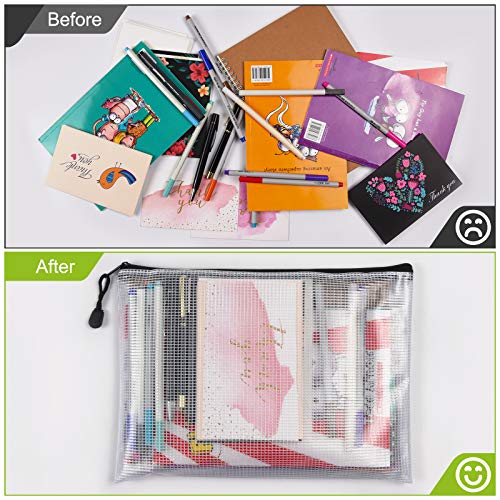 A5 Mesh Zipper Pouch Bag, 6PCS Waterproof Plastic Mesh Zipper Bag, Black - color: Black, size: A5 (9.4×7.1 inch)