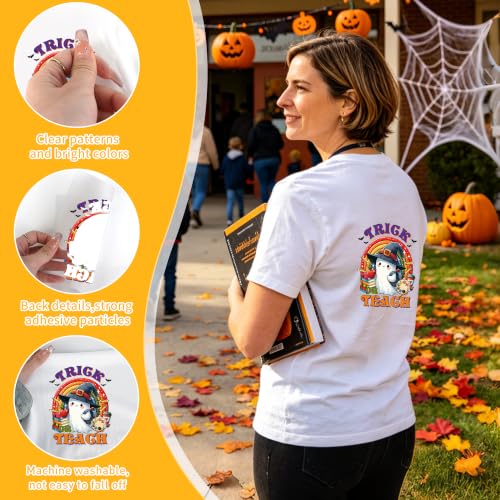 Halloween DTF Transfers Ready to Press, Iron on Decals for T-Shirts - color: Halloween Teacher