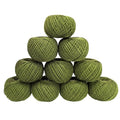 KGS Crochet Thread Cotton Yarn Balls | Size 8 | 10 Balls | 10 Grams Each Ball | Total 100 Grams of Pearl Cotton Thread for Crocheting, Cross Stitch, Needlepoint Hand Embroidery (Olive Green) - color: Olive Green