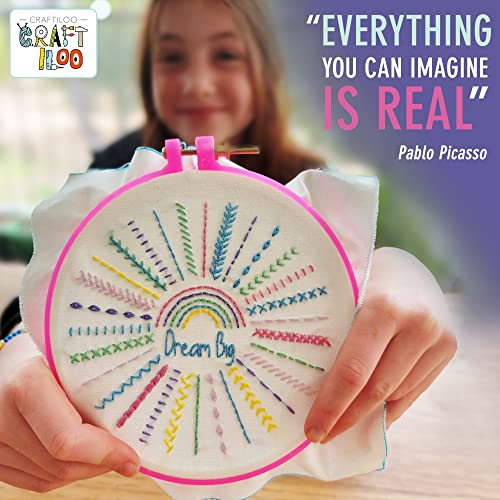 Embroidery Kit for Kids Ages 7-13 - 10 Pre-Stamped Beginner Patterns - color: 10 Embroidery kit