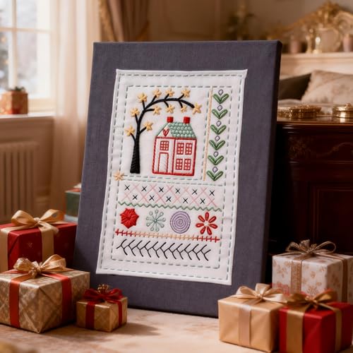 Udihch 86 PCS Embroidery Stitch Book Kit, Beginner Kit with 6 Inch Hoops