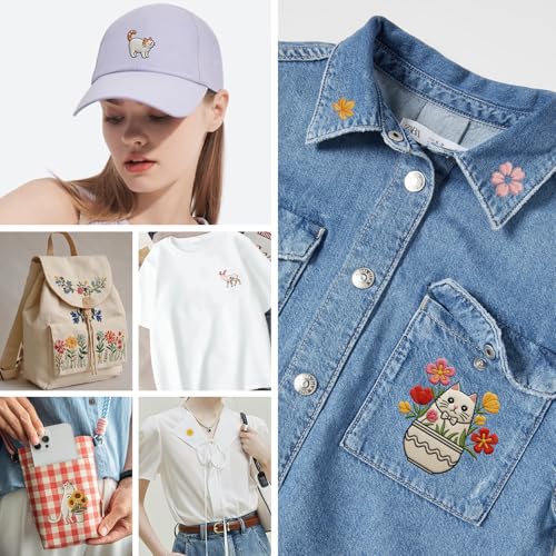 4 Sheets Water Soluble Embroidery Stabilizer, Animal Flower Embroidery Patterns Stick & Stitch Embroidery Paper Self Adhesive Wash Away,Cow Cat Bear Dinosaur Horse Animal Style for Hand Sewing Lovers - size: Pattern: Animal (Style 2)