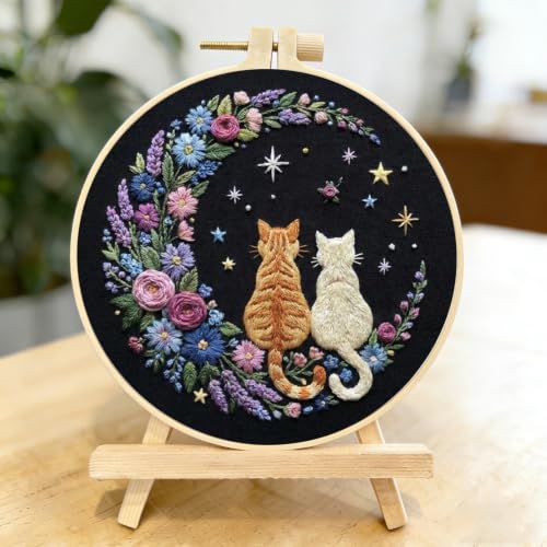 LYMIGER 3 Packs Embroidery Kit for Adults, Embroidery for Beginners (Night) - color: Night