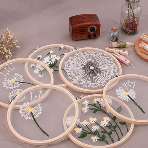 SEHOI 25 Pieces 4 Inch Bamboo Embroidery Hoops, Wooden Round Adjustable Bamboo Circle Cross Stitch Hoop Rings for Art Craft Handy Sewing - size: 4 Inch