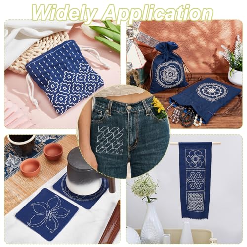 FREEBLOSS Sashiko Embroidery Stencils Sashiko Stencil Geometric Embroidery Patterns Stencils for Drawing Sashiko Template for Hand Quilting and Embroidery14x14cm - style: Geometric2
