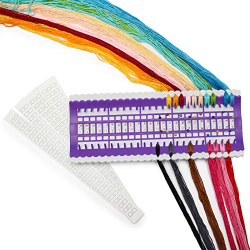 Luxiv 50 Position Embroidery Floss Organizer, Thread Shelf with 15P Card - color: Purple, size: 50 Positions