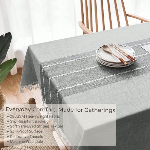 Waterproof Outdoor Rectangular Tablecloth, Gray Stripe, 55 x 70 Inch - color: 02-dusk Gray Stripe, size: 70" x 55" (Rectangular)