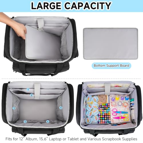 Rolling Craft Bag, Large Craft Bag with Wheels for Scrapbook Supplies - color: Black, size: With Trolley