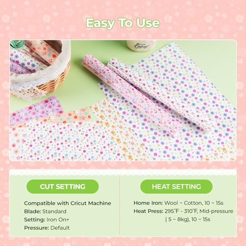 HTVRONT Floral HTV Heat Transfer Vinyl, 11 Packs Iron on Vinyl for T-Shirts - color: Floral HTV