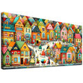 JATOK Diamond Painting Kit for Adults, Whimsical Christmas Village, 27.5 x 15.7 in - color: Salmon