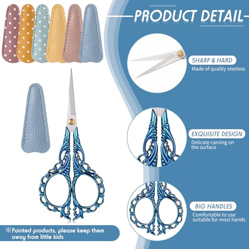 Honoson 6 Pcs Small Embroidery Scissors, 3.6", Mixed, Vibrant Colors - color: Vibrant Colors