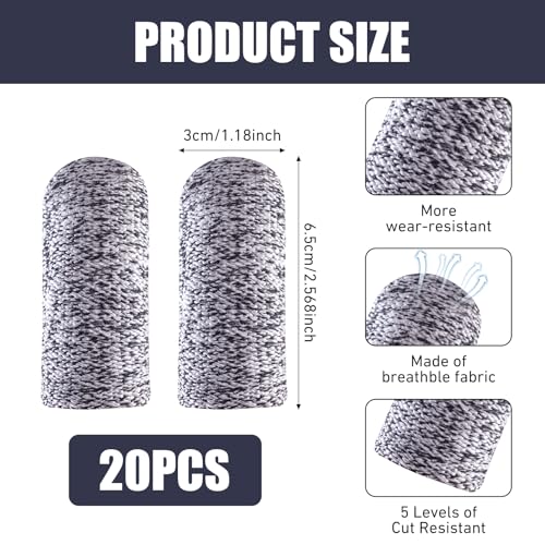 20 Pcs Finger Cots Cut Resistant Protector Reusable Fingertip Gloves Cover Large Finger Nail Sleeves Fabric Thumb Protection Guards Kitchen Hand Sewing Food Cutting Sculpture Carving Work Supplies