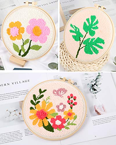 Pllieay 3 Set Punch Needle Embroidery Starter Kits Include Instruction - size: 3 Style
