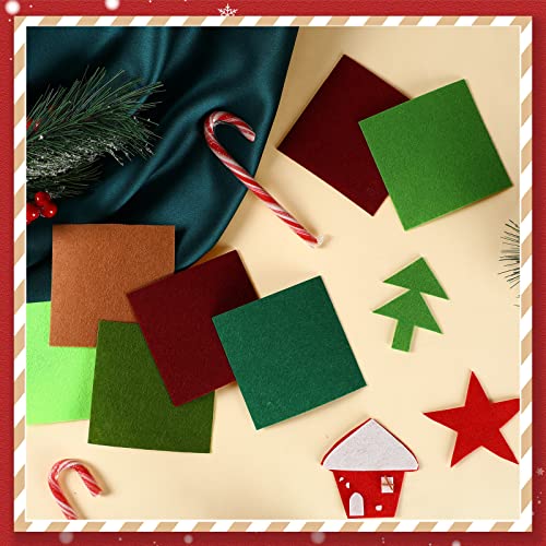 Macarrie 200 Pcs Christmas Felt Fabric Sheets 4x4 Inch 1mm Thick