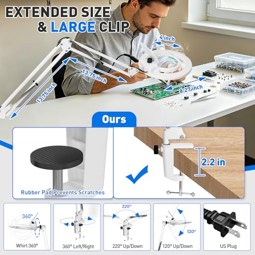 KIRKAS Magnifying Glass with Light, 2,200 Lumens Magnifying Lamp 12X - color: White