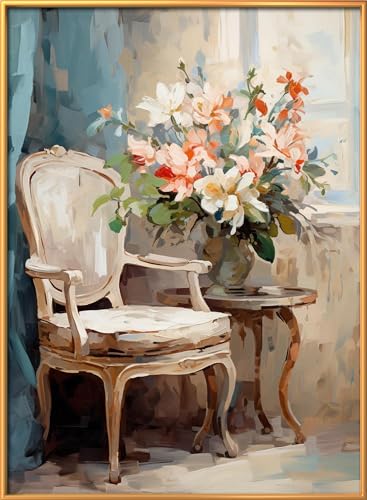 Leczany Cross Stitch Stamped Kit for Beginner - Flowers and Stools | DIY Embroidery Starter Patterns Craft Kit Needlepoint for Adults | 11CT, 3 Strands | 13x17.7 inches - color: 11CT Stamped kits,Flowers and Stools 13x17.7 inches