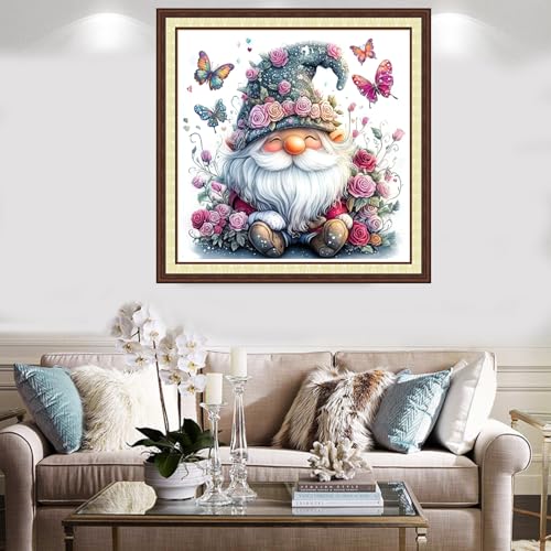 Findvoor Counted Cross Stitch Kits for Adults Full Range of Cross Stitching Embroidery Unprinted Pattern for Beginners, 11CT Needlepoint Kit Patterns Embroidery Kits-Dwarf Flower 18x18 inch - color: ColorCraft16