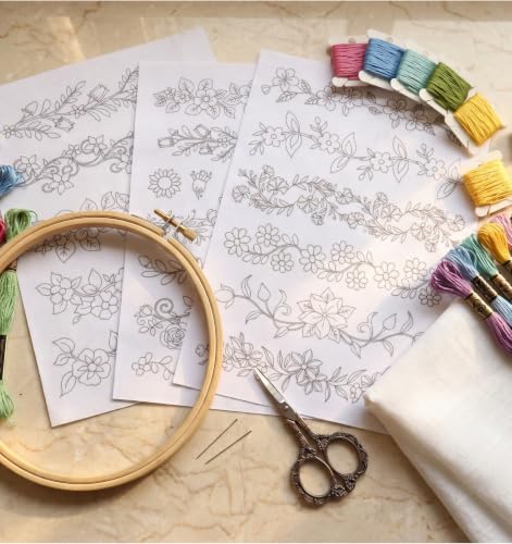 4PCS Stick and Stitch Embroidery Patterns, Water Soluble Embroidery Pattern
