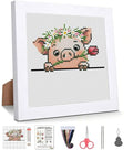 Cute Pig Stamped Cross Stitch Kits for Beginners Adults with Framed - color: DKJ005