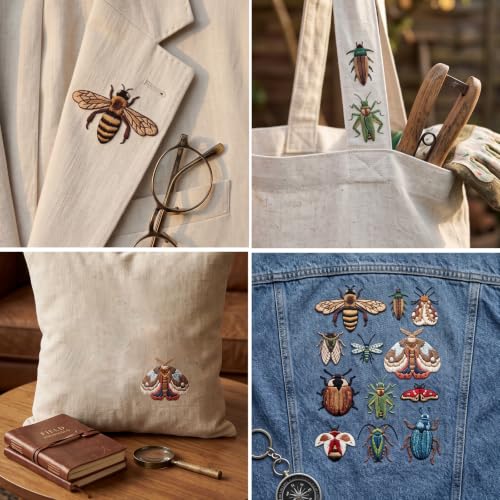 Rngmsi 4 Sheets Insect Water Soluble Embroidery Patterns for Hand Sewing - color: Insect