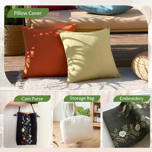 Linen Fabric | Natural Linen Cloth | Embroidery, Sewing | Soft, Breathable | 59" Wide | 50% Linen, 50% Rayon | Hemp, Jute, Needlework, Lining (5Y, Natural) - color: Natural, size: 5 Yard