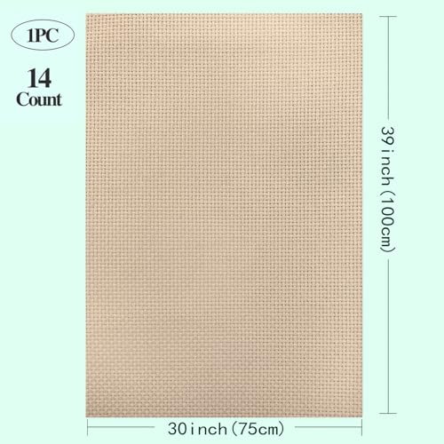Aida Cloth 14 Count Cross Stitch Fabric Cross Stitch Aida Cloth for Embroidery and Needlework (Light Brown, 30 * 39inch) - color: Light Brown