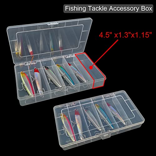 Vidifor 2 Pack 6 Grids Tackle Box Organizer Mascara Brushes Container Fishing Tackle Tray Box Plastic Storage Organizer Container for Crafts, Beads Earrings, Screws, Nail, Pins - size: Small 6 grids 2pcs no dividers