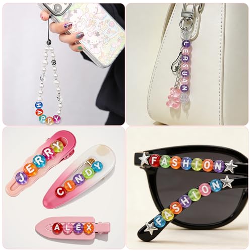 SUTOUG 1000PCS Colourful Clear Letter Beads, 4x7mm Round Alphabet Beads - color: T-Colorful