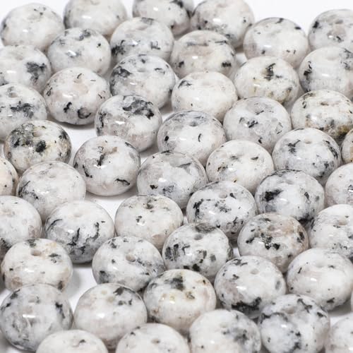 5x8mm 100Pcs Natural White Dalmatian Rondelle Beads for Jewelry Making Loose Spacer Abacus Disk Beads Gemstone for Bracelets Necklace DIY Crafts - color: White Dalmatian