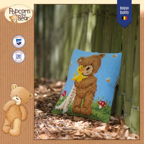 Vervaco Stamped Cross Stitch kit Cushion Popcorn&Soufflé The Duck, DIY - color: N\a