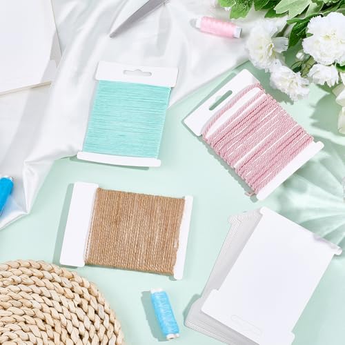 40Pcs White Embroidery Floss Cardboard Yarn Bobbins Organizer Paper Embroidery Cotton Thread Friendship Bracelet String Wrapping Cards Holder Bulk for Cross Stitch Thread Sewing Storage