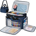 PAVILIA Large Knitting Yarn Storage Bag Crochet Organizer for Knitter, Navy - color: Heather Navy