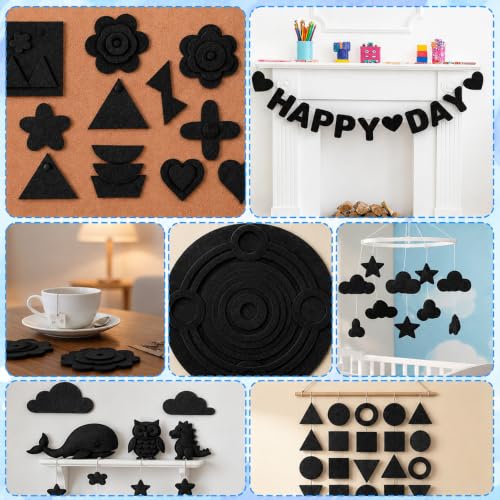Ymapinc 10Pcs Black Felt Fabric Sheets, 11.7x7.8 Inch - color: Black