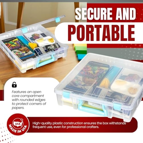 ArtBin Super Satchel 1-Compartment Craft Storage Box, Clear - color: Aqua Accents, size: 1 Pack