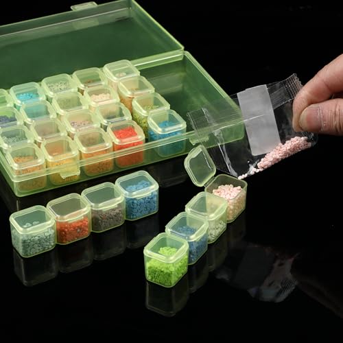 Mr. Pen- Bead Storage Containers, 28 Grids, 2 Pack, Transparent Green - color: Transparent Green, size: 2 Pack-56 Pcs(6.8"x4.4"x1")
