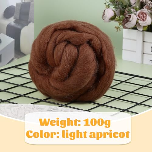 3.53oz Needle Felting Wool Roving Wool for Felting Wool Felting Supplies - color: dark coffee