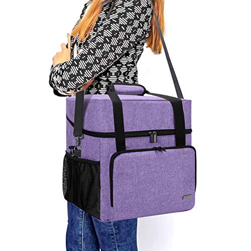 LUXJA Serger Machine Carrying Case with Bottom Wooden Board, Purpe - color: Purple