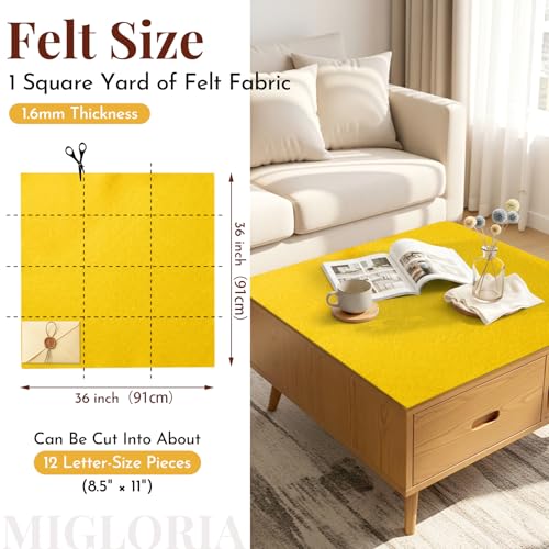 Large Felt Fabric Sheet 36 x 36 Inch, 1.6mm Thick (Gold Yellow) - color: Gold Yellow