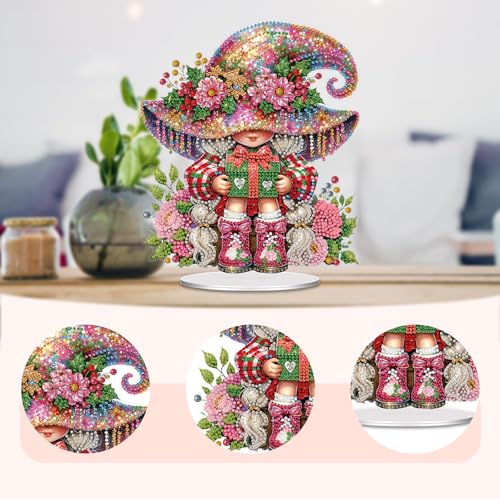 POETRYDRAW Diamond Art Ornament Desktop Kit Christmas, Stand Up Diamonds Painting Ornament for Adults, 5D DIY Special Diamond Gem Craft Tabletop Placement Board Kit - color: Christmas