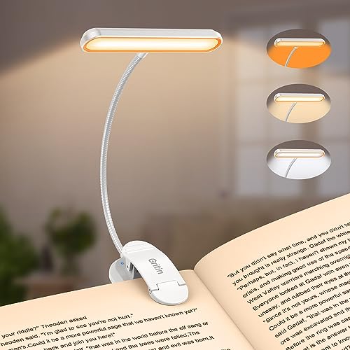 Gritin Rechargeable Book Light for Reading in Bed with 19 LED - color: White