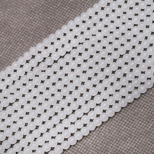400PCs 4mm White Jade Glass Beads Bulk, Round Smooth Hole Glass Crystal Beads for Jewelry Making, DIY Bracelets, Necklaces, Bag Charms, Keychains and Craft Projects - color: Jade White, size: 4MM